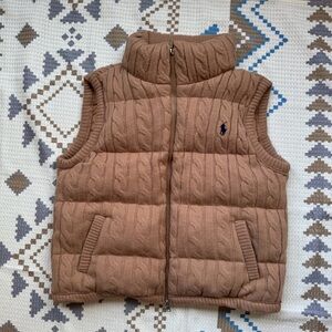 Ralph Lauren Cable Knit Wool Cashmere Quilted Vest